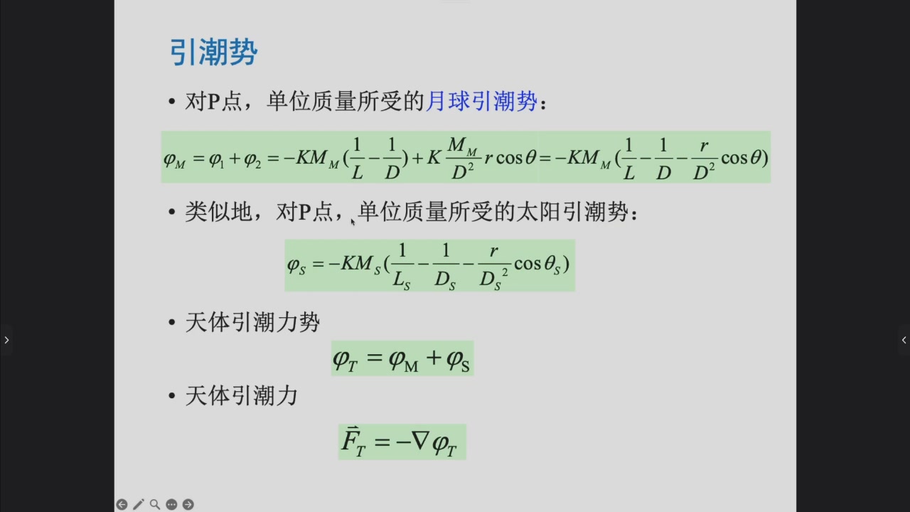 月球、太阳引潮势及总引潮力
