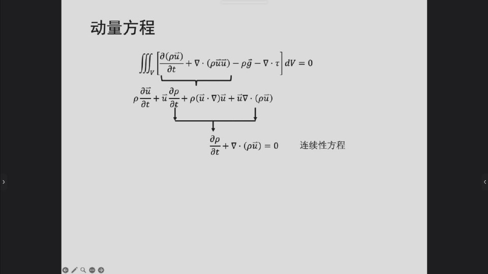 动量项展开后利用连续方程消去一组项