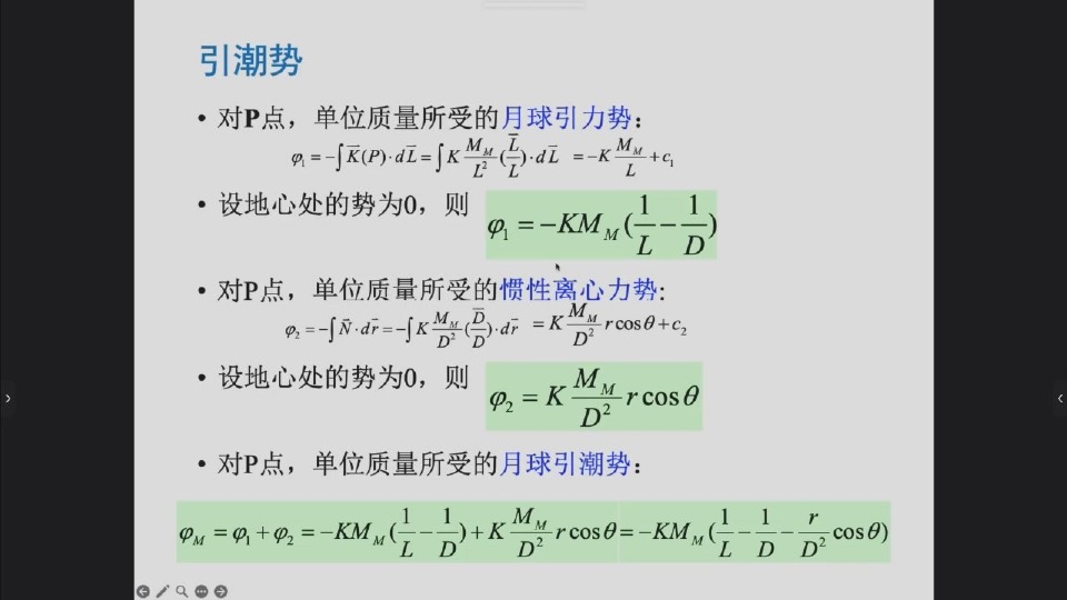 月球引潮势的组成
